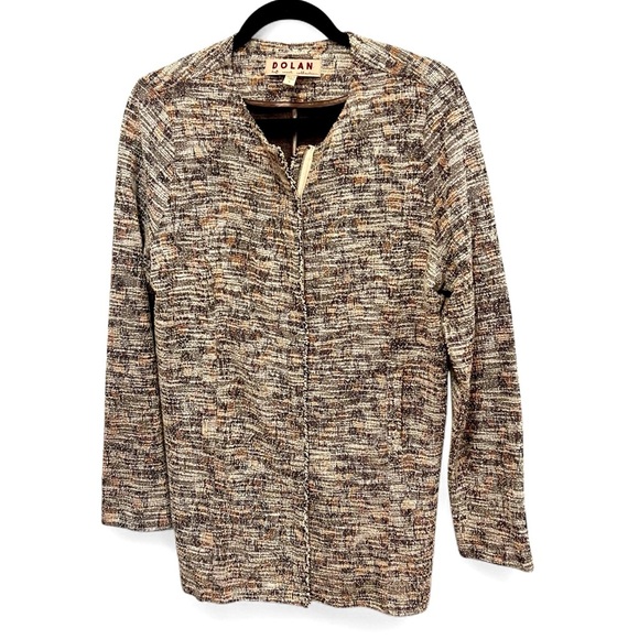 Dolan Anthropologie Leopard Tweed Longline Full Zip Jacket size Medium - Picture 1 of 12